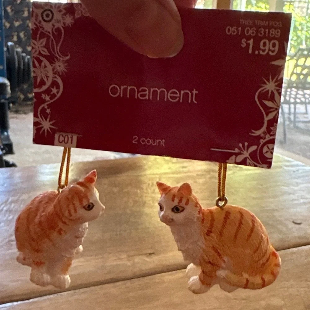 Cat Ornaments Set 4 Orange Grey Tabby Miniature Figurines Target 2006